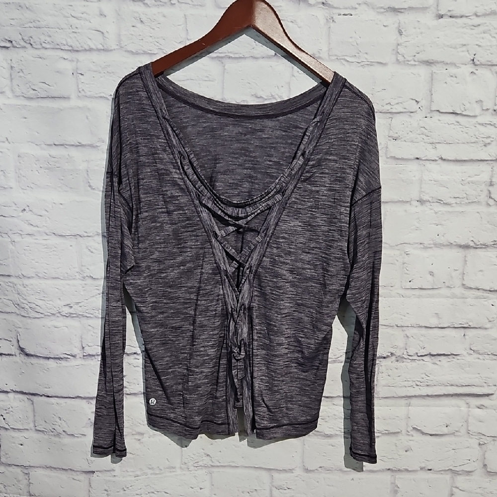 Lululemon Laced With Intent Long Sleeve Heathered Black Grape - Picture 3 of 6